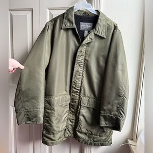 Eddie Bauer men’s Sherpa lined coat, olive/army green, Medium